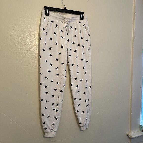 Ivory Ella Women's Organic Cotton Relaxed Elephant Sweatpants, White/Black- S - Picture 3 of 8